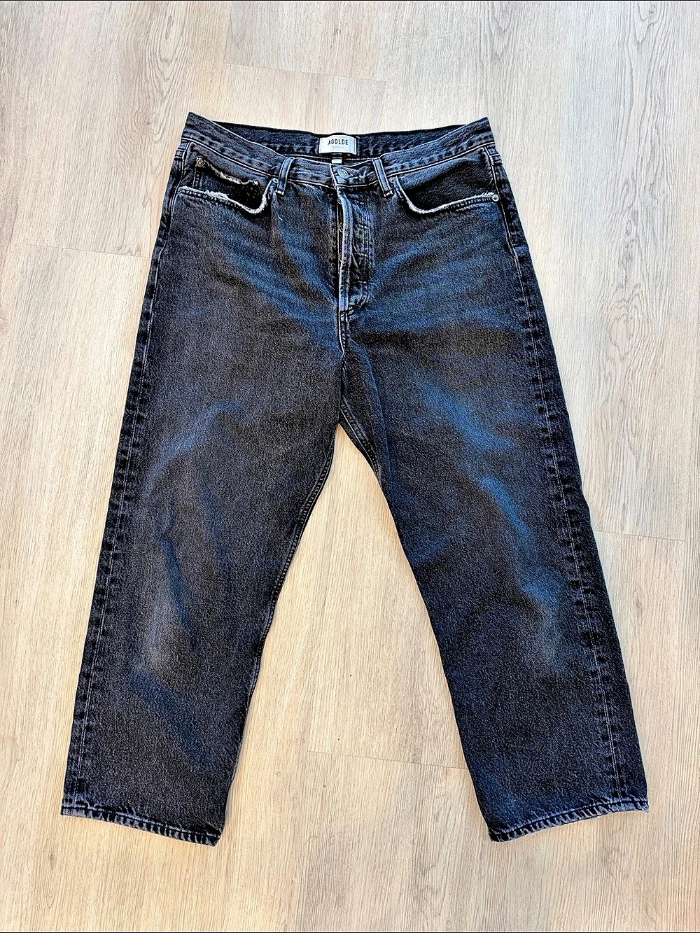 AGOLDE 90s Crop Straight Leg Jeans Black Waist 30